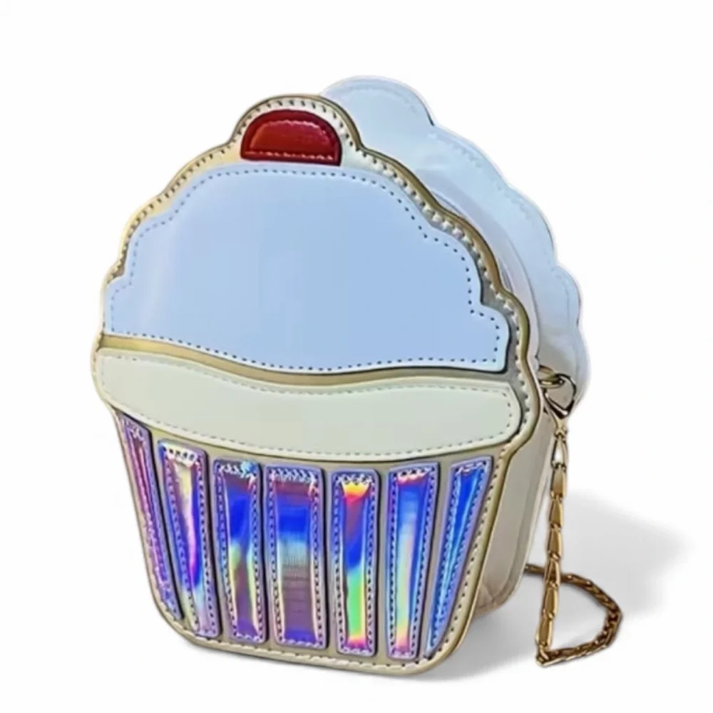 Large Cupcake Shaped Holographic Bag New
